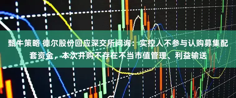 甄牛策略 德尔股份回应深交所问询：实控人不参与认购募集配套资金，本次并购不存在不当市值管理、利益输送